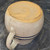 Antique Stoneware Pitcher Blue Double Stripe Banded Farmhouse Batter Milk Jug