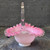 Vintage Fenton Peach Crest Cased Art Glass Basket Clear Crest Ruffled Dish