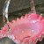 Vintage Fenton Peach Crest Cased Art Glass Basket Clear Crest Ruffled Dish
