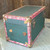 Antique Miniature Doll Steamer Trunk Chest Lift Out Tray Brass Hardware Green