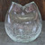 Vintage Clear Crackle Glass Vase Hand Blown Double Spout Pinched Rim Art Glass