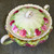 Antique German Porcelain Covered Sugar Bowl Jar Pink Cabbage Roses Scalloped