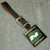 Vintage Burlington Northern Railroad Enamel Pocket Watch Fob Leather Strap BN RR