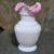 Vintage Cased Glass Vase Pink White Hand Blown Ruffled Rim Snapped Pontil Base