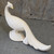 Vintage MCM Ceramic Peacock Figurine Long Tail Pheasant Textured Cream Spatter