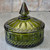 Vintage Anchor Hocking Wexford Avocado Olive Green Glass Candy Dish Jar Finial