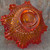 Vintage Fenton Amberina Art Glass Hobnail Basket Ruffled Crest Applied Handle