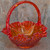 Vintage Fenton Amberina Art Glass Hobnail Basket Ruffled Crest Applied Handle