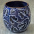 Vintage Handmade Botco Austria Studio Art Pottery Vase Cobalt Blue MCM Leaves