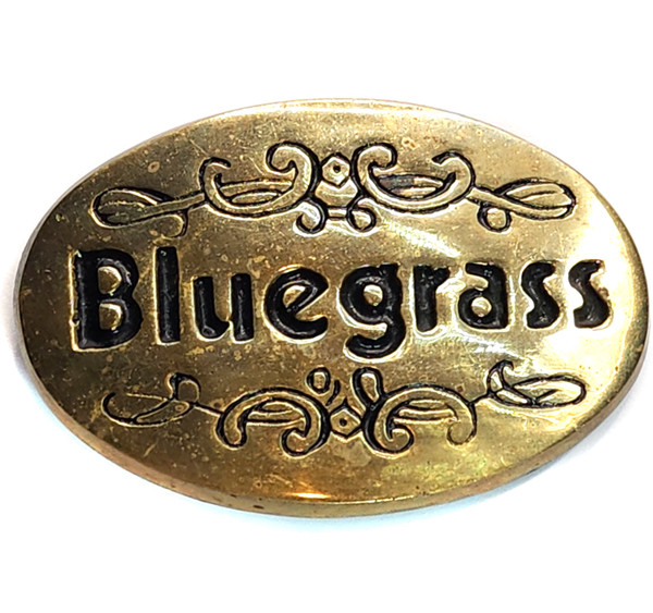 1978 Vintage Solid Brass Bluegrass Belt Buckle Country Music Themed Enameled