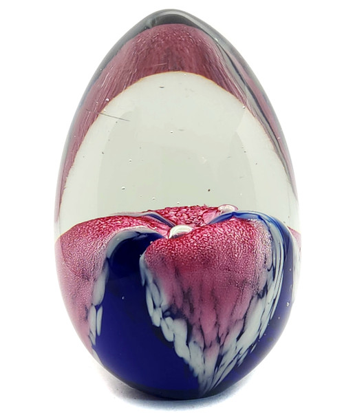 1991 Glass Eye Studio Purple Passion Flower Dichroic Egg Paperweight Art Glass