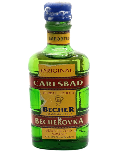 Vintage Carlsbad Becherovka Herbal Liqueur Mini Bottle Becher Liquor Sealed Flask