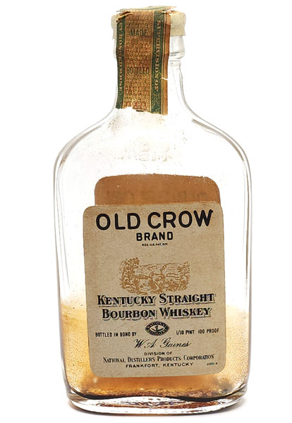 Vintage Old Crow Bourbon Whiskey Mini Bottle Liquor Nip Whisky Flask Sealed but Evaporated