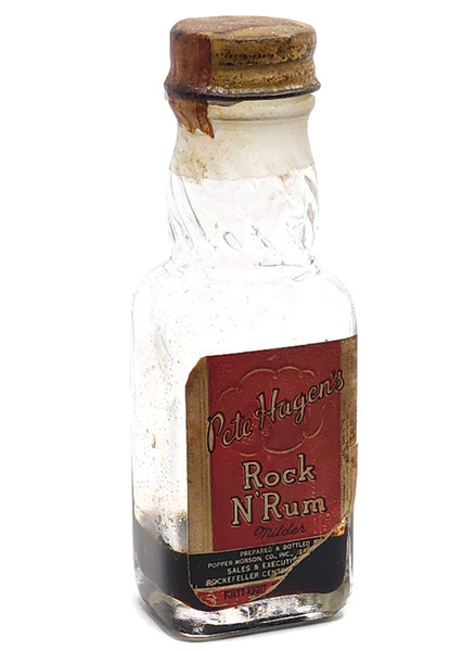 Vintage Sealed Pete Hagen's Rock N' Rum Glass Miniature Liquor Bottle Nip