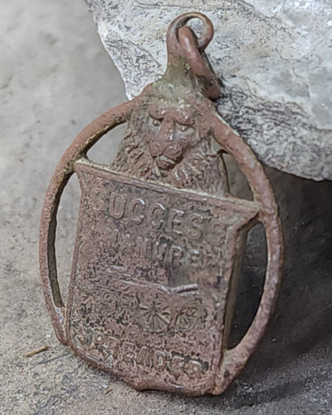Scarce Success Manure Spreader Copper Advertising Pocket Watch Fob Syracuse, NY