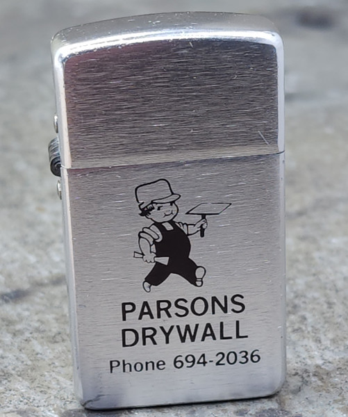 Vintage Parsons Drywall Park Lighter Advertising Cigarette Lighter Cartoon Ad