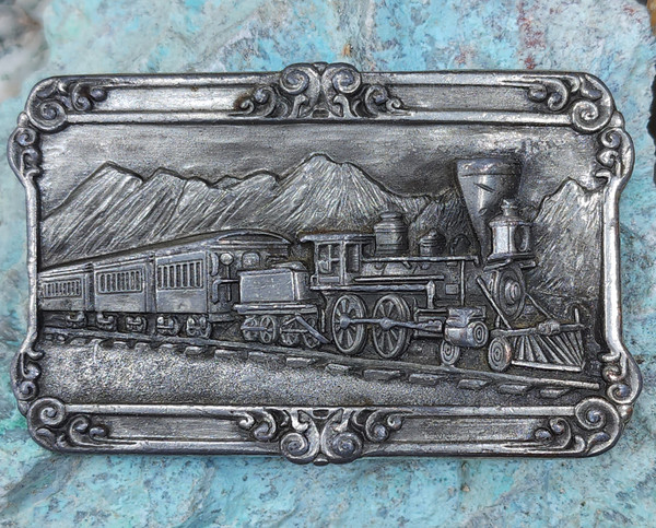 1984 Vintage Siskiyou Belt Buckle Steam Engine Locomotive Train Relief Railroad