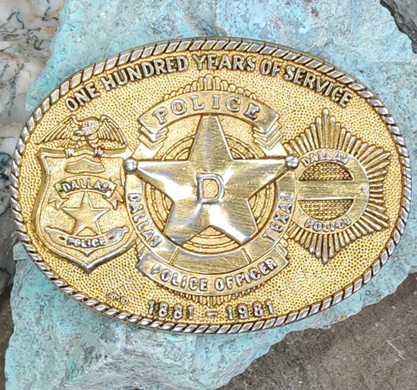 Vintage Dallas Texas Police Officer 100 Years Service Commemorative Belt Buckle