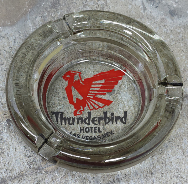 Vintage Thunderbird Hotel Casino Advertising Glass Ashtray Las Vegas Nevada