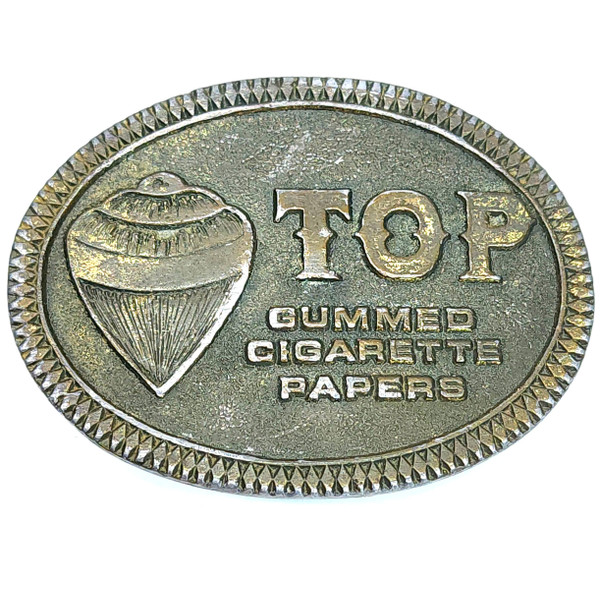 Vintage 1974 Lewis Buckle Co Top Gummed Cigarette Papers Advertising Belt Buckle