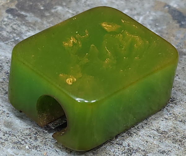 1930's Vintage Green with Butterscotch Swirls Bakelite Catalin Pencil Sharpener