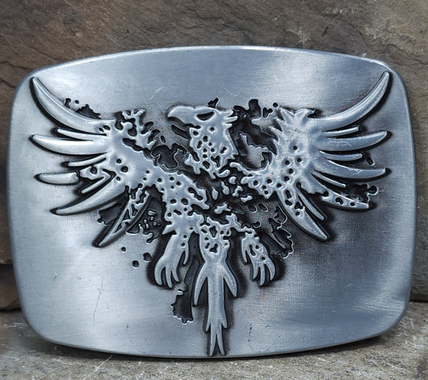 Vintage Stylized Abstract Rising Phoenix Fire Bird Pewter Tone Belt Buckle