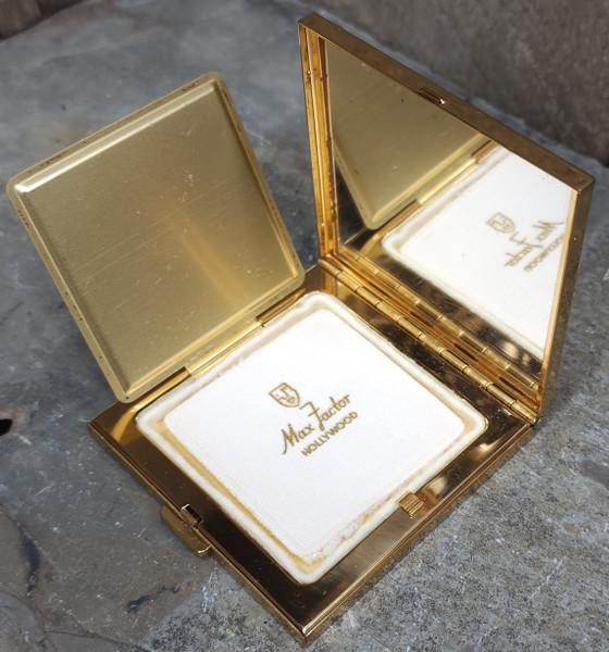 Vintage Unused Max Factory Hollywood Loose Powder Compact & Original Box Make-Up