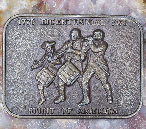 Vintage Retro 1976 US Bicentennial Spirit of America Bronze Tone Belt Buckle