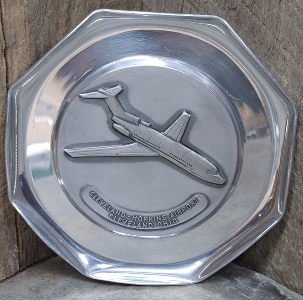 Vintage Cleveland-Hopkins Airport Cleveland Ohio Aluminum Advertising Ashtray