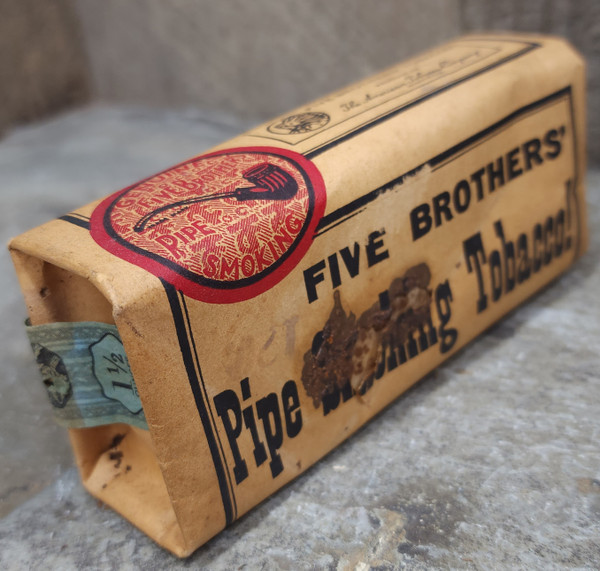 Antique Five Brothers Pipe Smoking Tobacco Unopened Package John Finzer & Bros.