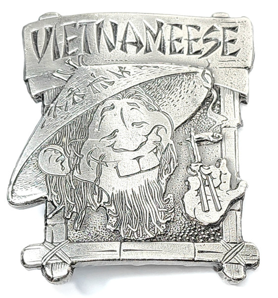 1976 Vintage Great American Buckle Co. Pewter Vietnameese Marijuana Belt Buckle