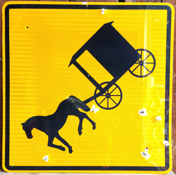 Real Vintage Obsolete Amish Horse & Buggy PA Road Street Traffic Sign Warning