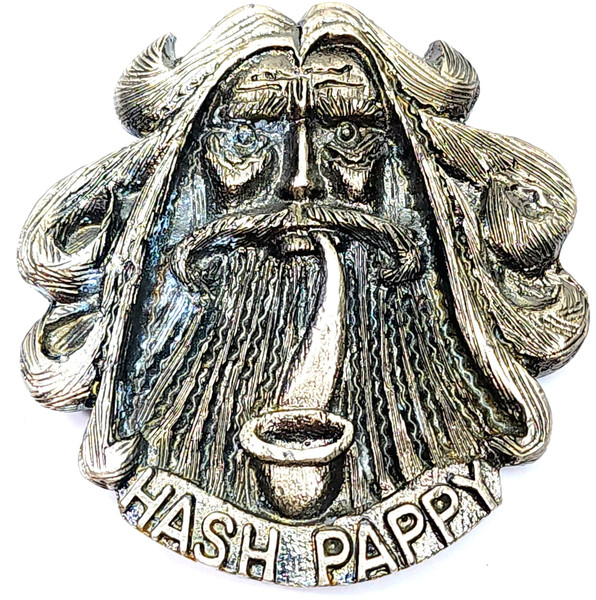 Vintage Hash Pappy Bearded Man Smoking Pipe Cannabis Theme Hippie Belt Buckle