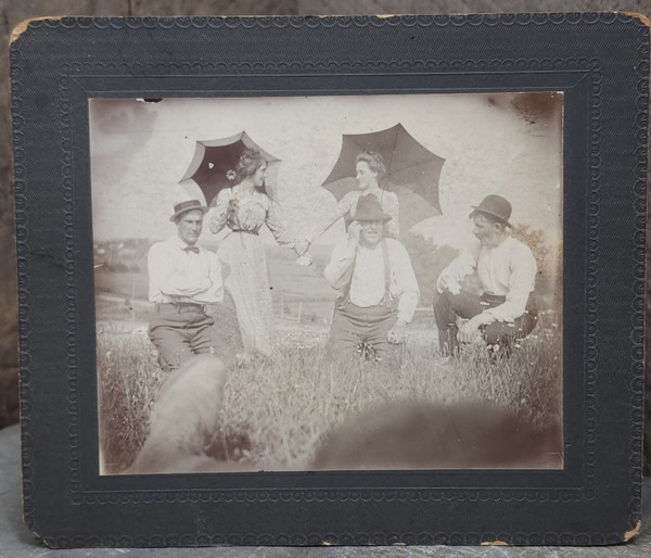 Antique 1901 Beautiful Women w/ Parasols Field Photograph Ruined by Men Knox PA