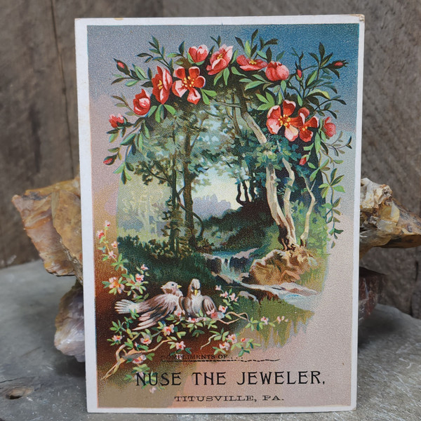 Antique Frank L. Nuse The Jeweler Victorian Trade Card Advertising Titusville PA