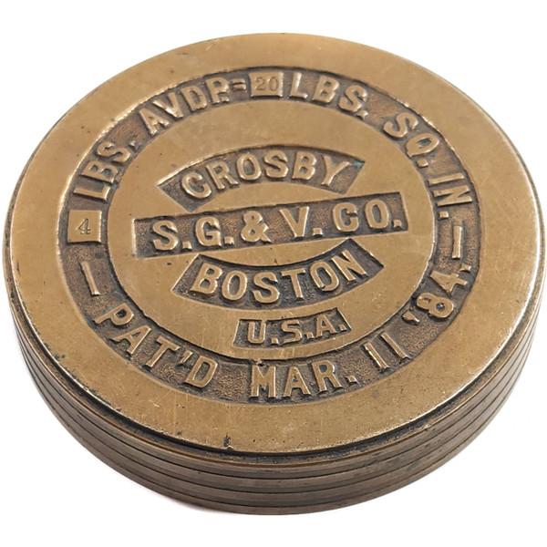 Antique 1884 Crosby 4 Pound Dead Weight Steam Pressure Gauge Valve Tester Tool