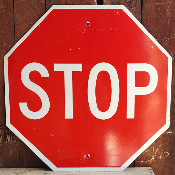 Vintage Retired Obsolete Stop Sign Real Street Used Traffic Signal Metal Sign