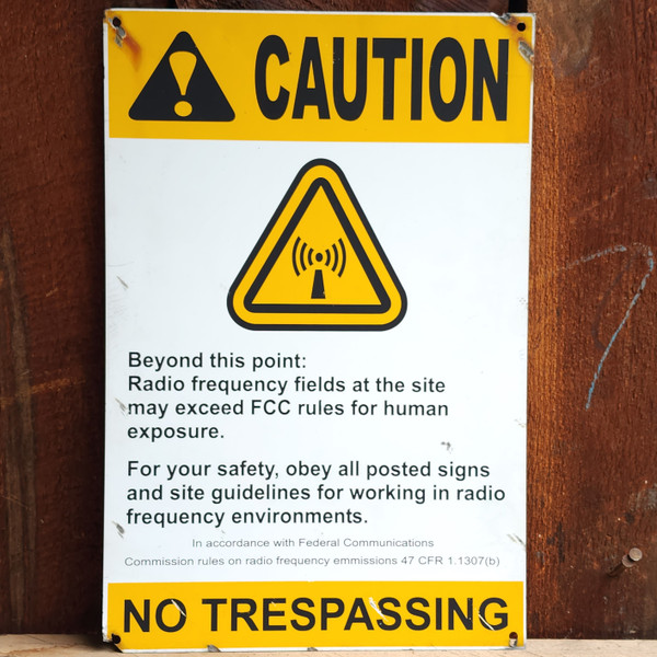 Vintage Retired Caution No Trespassing Radio Frequency Danger Warning FCC Sign