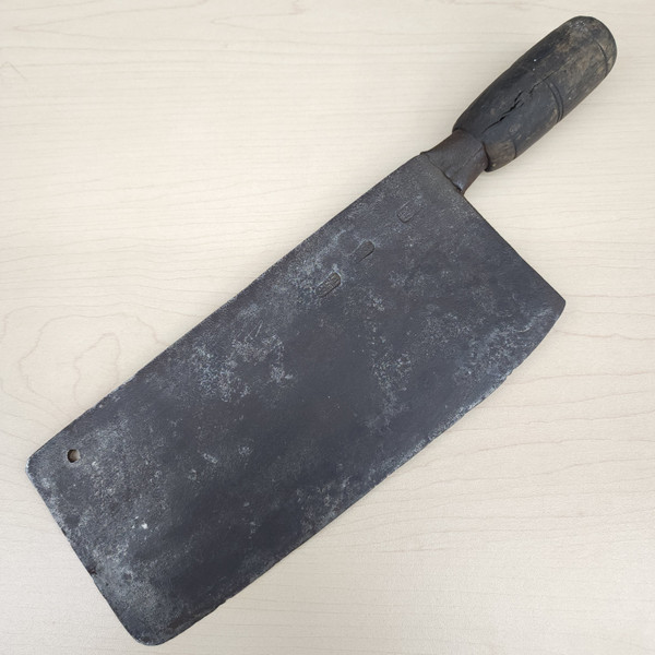 Antique Chinese Asian Primitive Meat Cleaver Butcher Knife Kitchen Wood Handled