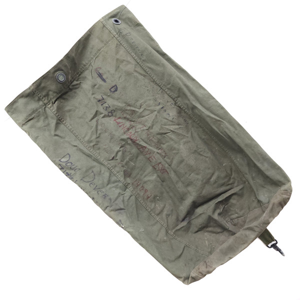 Vintage US Army Olive Drab Green Canvas Soldier Duffle Bag Doug Devereaux