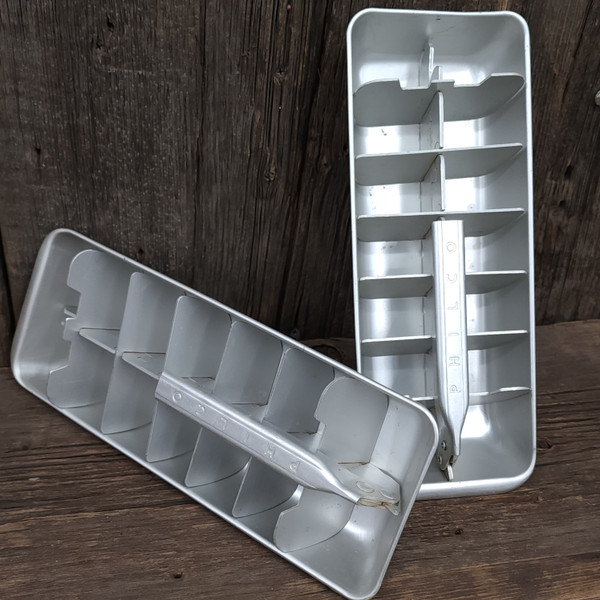 Pair Mid-Century Era Vintage Philco Aluminum Mechanical Ice Cube Trays Icecubes