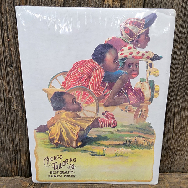 Antique Chicago Tailoring Co. Black Boys on Tricycle Advertising Calendar Card