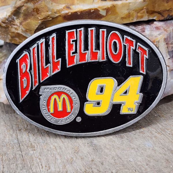 1996 Vintage Bill Elliott #94 McDonald's NASCAR Car Racing Enameled Belt Buckle