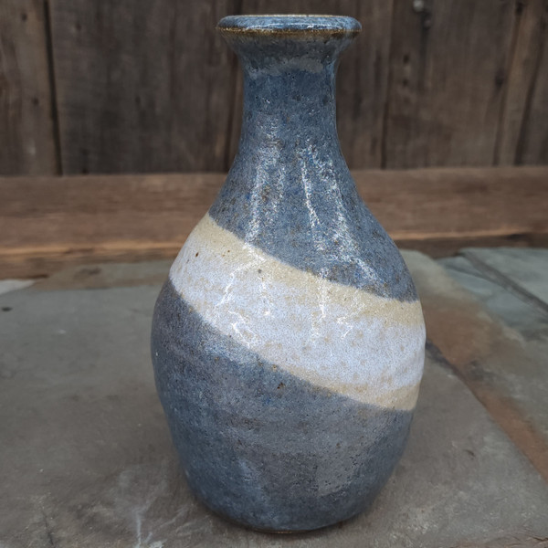 1972 Vintage Signed Hand Thrown Art Pottery Salt Glazed Vase Signed Campbell