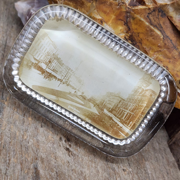 Antique Glass Photograph Paperweight Gore Park Hamilton Ontario Canada Photo