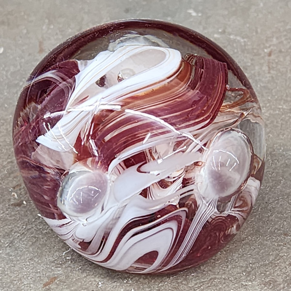 Vintage Ace Exterminators Advertising Handmade Art Glass Paperweight Swirled