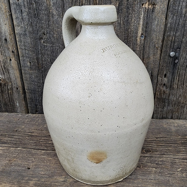 Signed Antique Burger & Lang Stoneware Crockery Whiskey Jug Crock Rochester NY