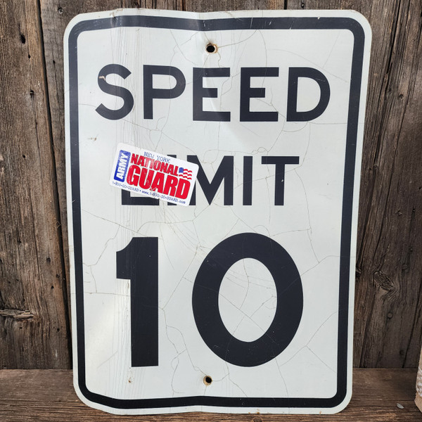 Vintage Speed Limit 10 mph Real Retired Used Highway Street Traffic Road Sign