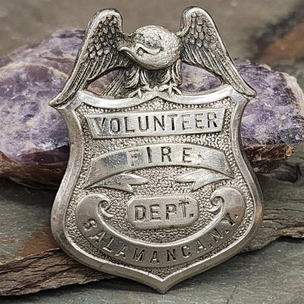Antique Whitehead & Hoag Obsolete Volunteer Fire Department Badge Salamanca, NY