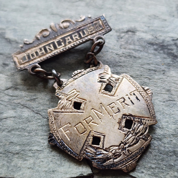1948 Vintage Sterling Silver Salamanca Fire Department Merit Award Medal Pin